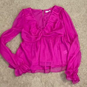 Blu Pepper Pink Ruffled Long Sleeve Blouse